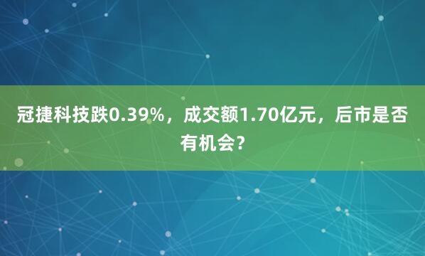冠捷科技跌0.39%，成交额1.70亿元，后市是否有机会？