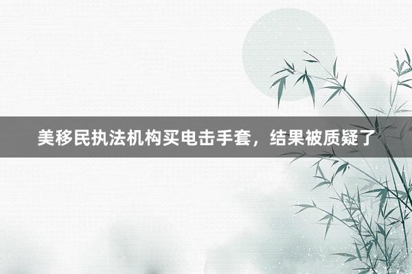 美移民执法机构买电击手套，结果被质疑了