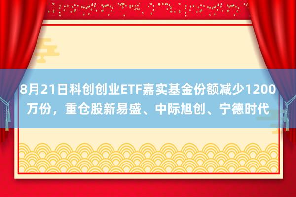 8月21日科创创业ETF嘉实基金份额减少1200万份，重仓股新易盛、中际旭创、宁德时代