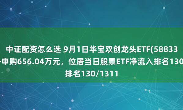 中证配资怎么选 9月1日华宝双创龙头ETF(588330)获净申购656.04万元，位居当日股票ETF净流入排名130/1311