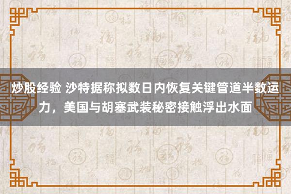 炒股经验 沙特据称拟数日内恢复关键管道半数运力，美国与胡塞武装秘密接触浮出水面