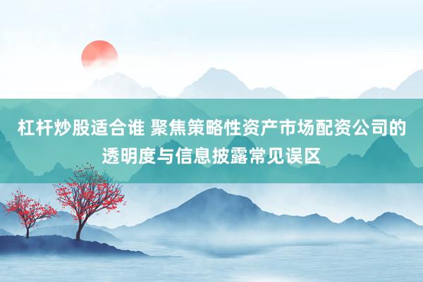杠杆炒股适合谁 聚焦策略性资产市场配资公司的透明度与信息披露常见误区